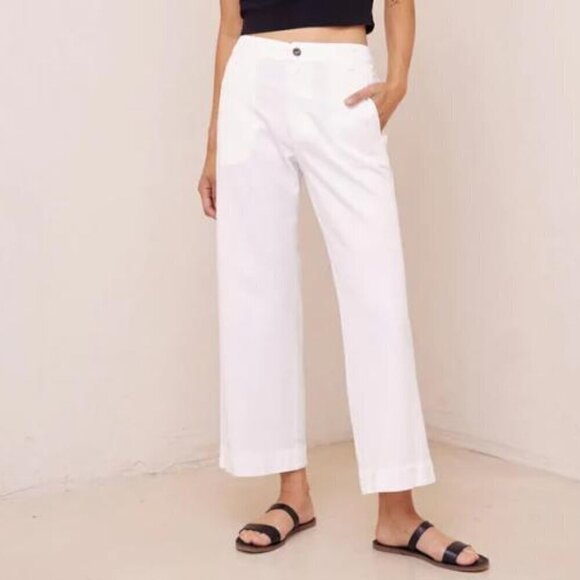 Bella Dahl Pants - Bella Dahl Cropped White Claire Welt Pant - Size Large